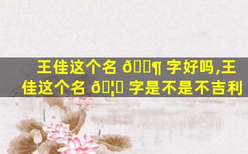 王佳这个名 🐶 字好吗,王佳这个名 🦅 字是不是不吉利